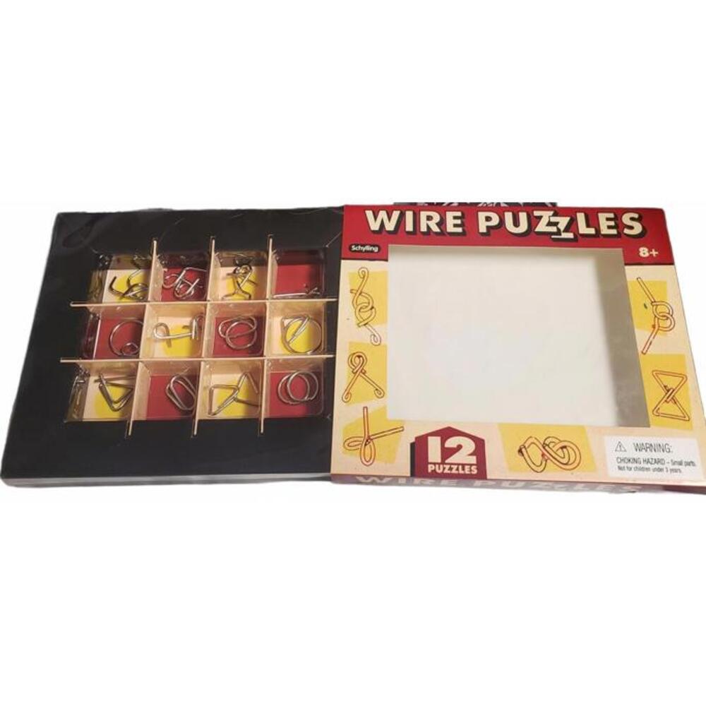 Schylling Wire Puzzles Set - 12 Challenging Brain Teasers